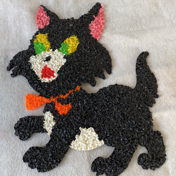 Melted Plastic Popcorn 2 Cats Vintage - Picture 3 of 6